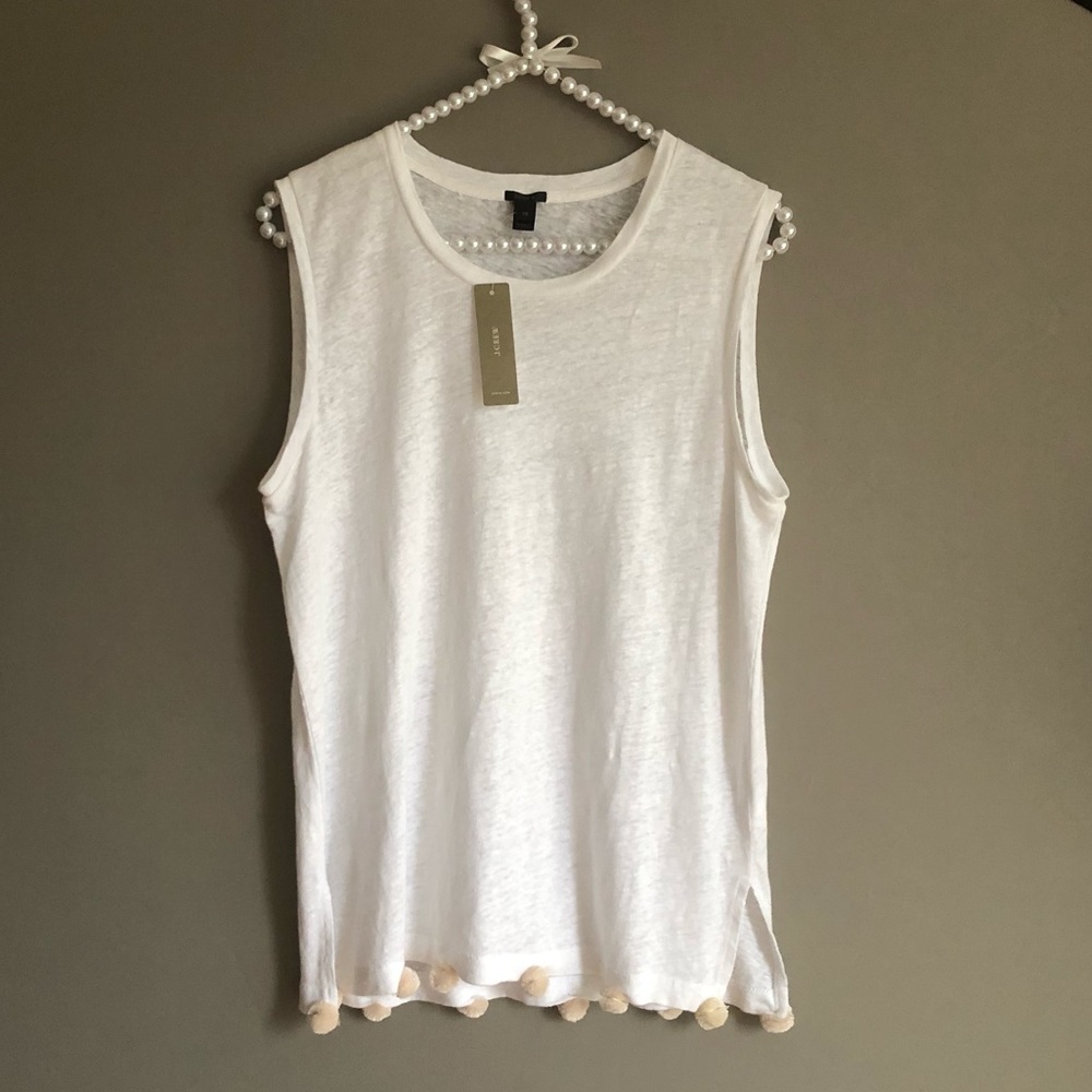 JCrew Muscle Tee with Pompoms, Ivory, XS